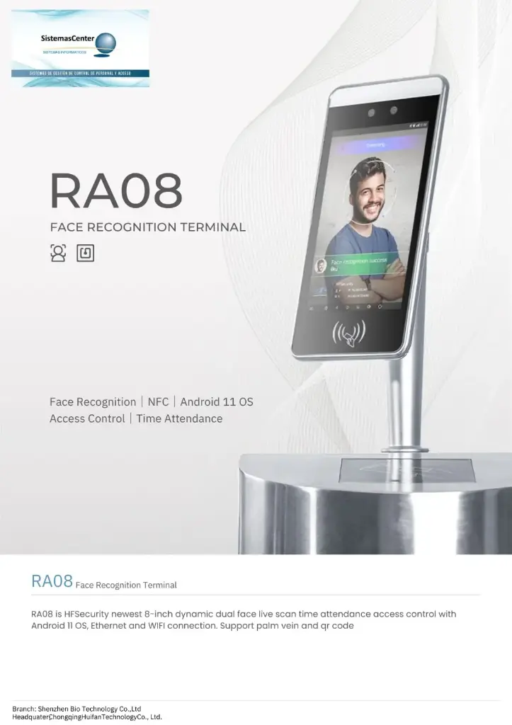 Biometrico de acceso facial RA08 