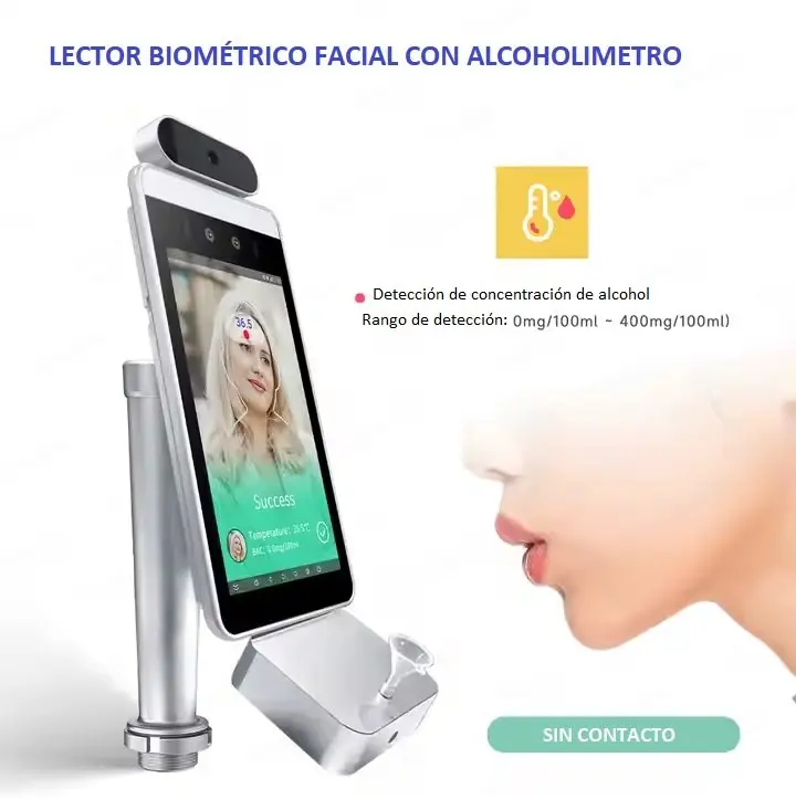 Lector biometrico facial con Alcoholimetro  RA08T-A